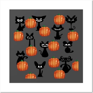 Cat 'n' Pumpkin | Halloween Black Cat Posters and Art